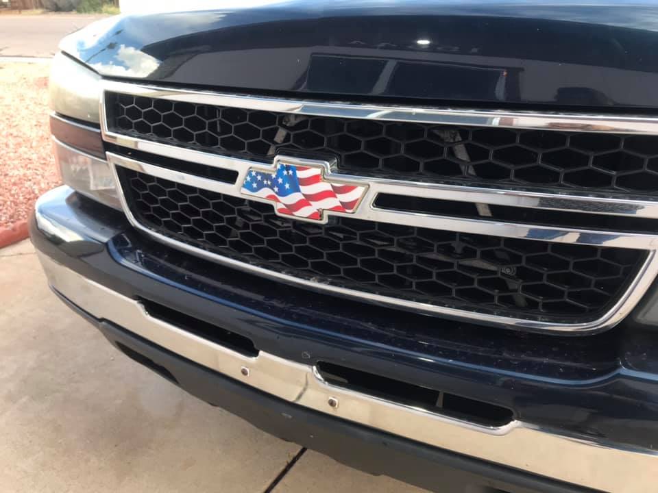 American Flag Front Chevy Emblem Decal for Chevrolet