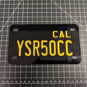 Custom Black and Yellow California Motorcycle License Plate