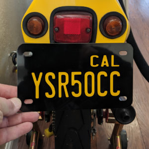 Custom Black and Yellow California Motorcycle License Plate